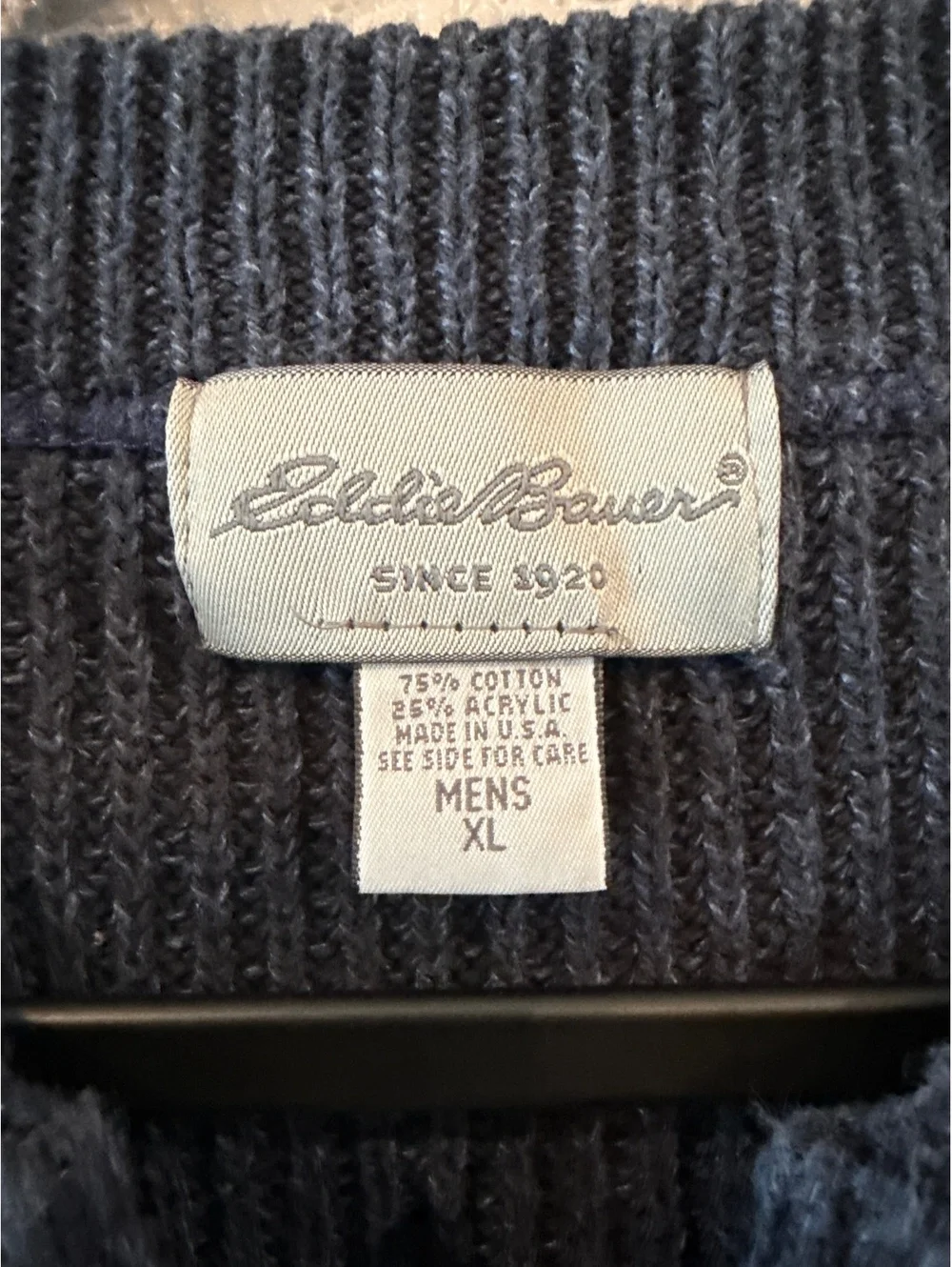 Eddie Bauer Men's XL Gray Cotton Acrylic Knit Sweater Pullover
